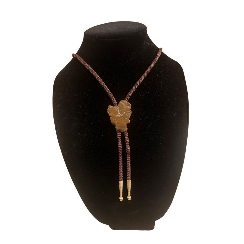 Chestnut Brown & Gold Gem Stone Bolo Tie